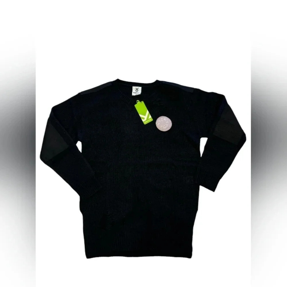 Fingercroxx NWT Distressed Knit LS Black Sweater  Size XS - Picture 4 of 7